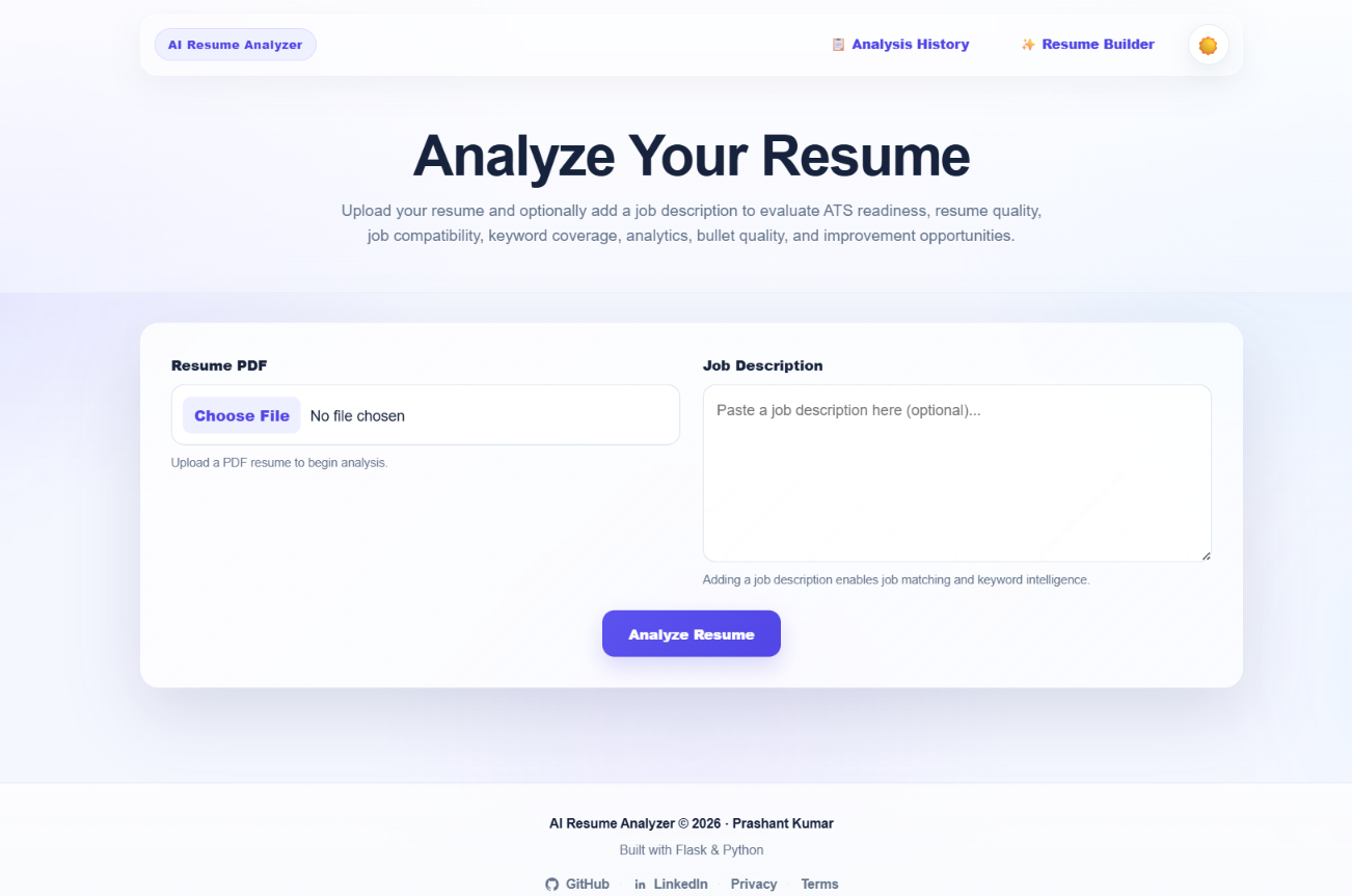 AI Resume Analyzer application preview